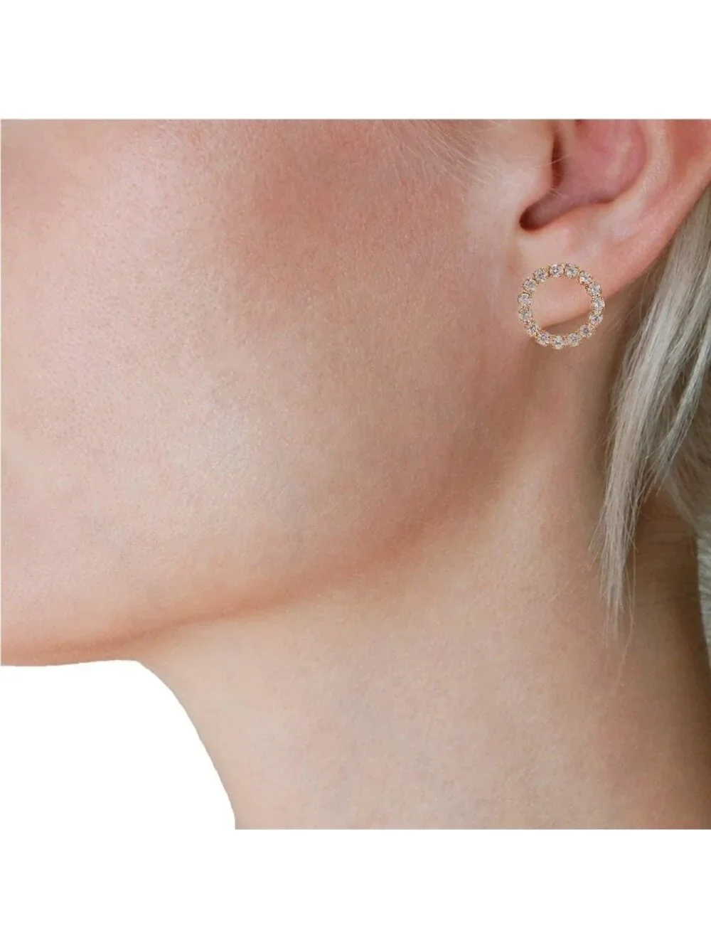 Elegant Simulated Diamond Stud Earrings for Women - Small Circle & Teardrop CZ